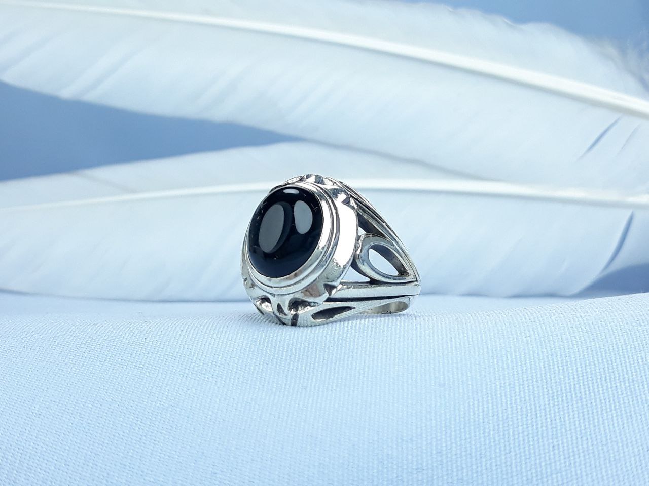 انگشتر نقره اسپرت مشکی رکاب ماشینی