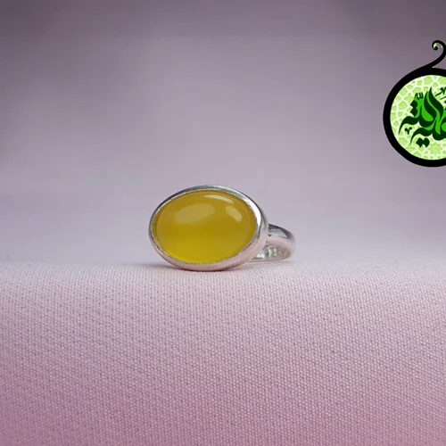 انگشترنقره عقیق زرد شرف الشمس اصل (دعای شرف الشمس) سایز۱۰×۱۴
