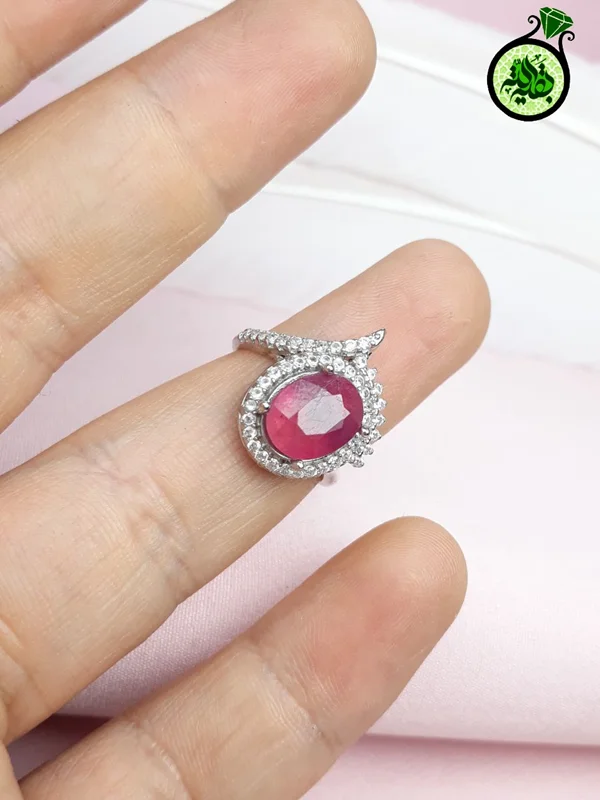 انگشترنقره یاقوت سرخ زنانه روکش آب رادیوم