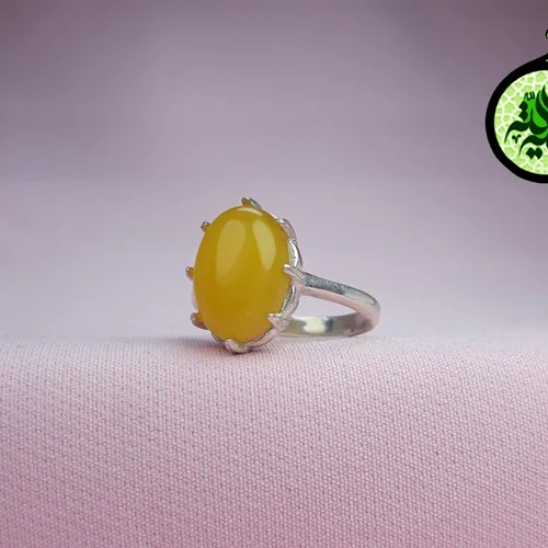 انگشترنقره عقیق زرد شرف الشمس اصل (دعای شرف الشمس) سایز۱۴×۱۰