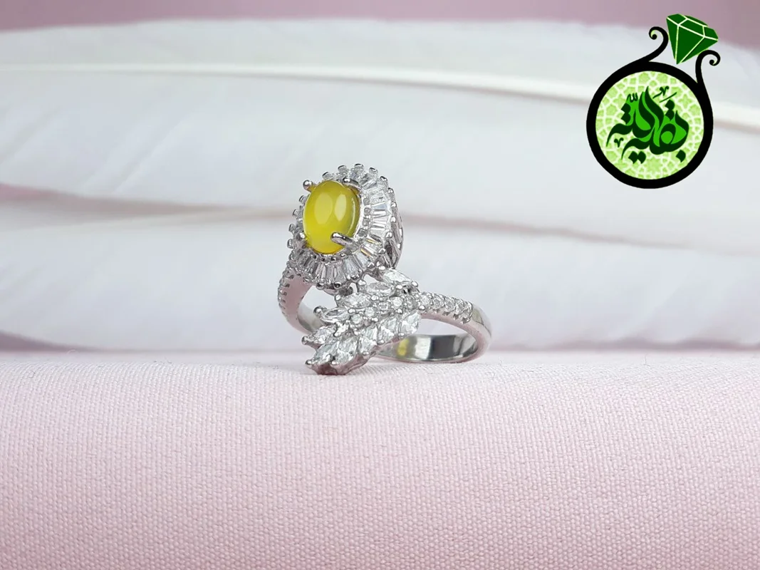 انگشترنقره عقیق زرد شرف الشمس اصل زنانه(دعای شرف الشمس) روکش ابرادیوم