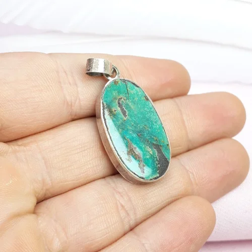 مدال نقره فیروزه نیشابوری زنانه قاب دست ساز