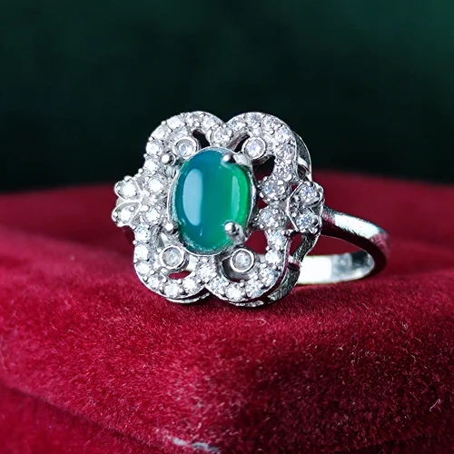 انگشتر نقره جواهری عقیق سبز اصلی زنانه