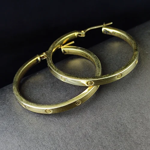 گوشواره نقره حلقه ای آبکاری رادیوم طلایی