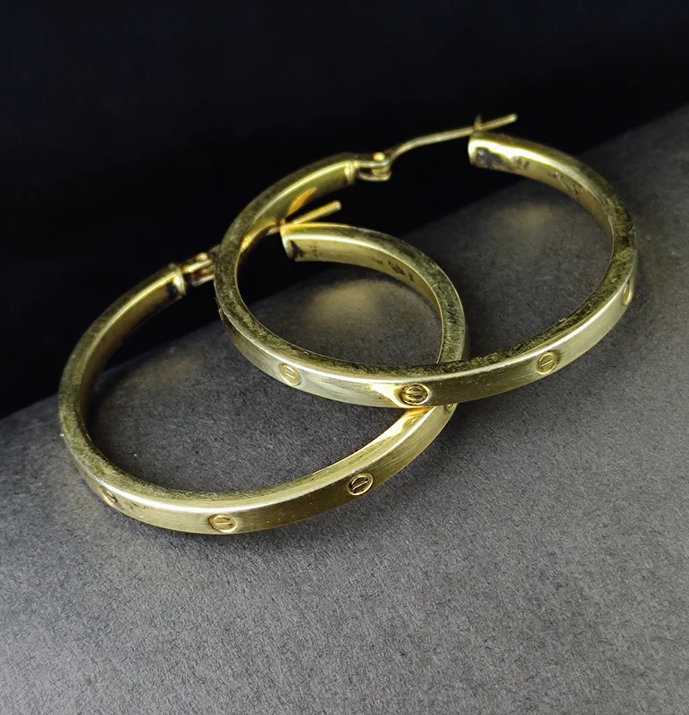 گوشواره نقره حلقه ای آبکاری رادیوم طلایی