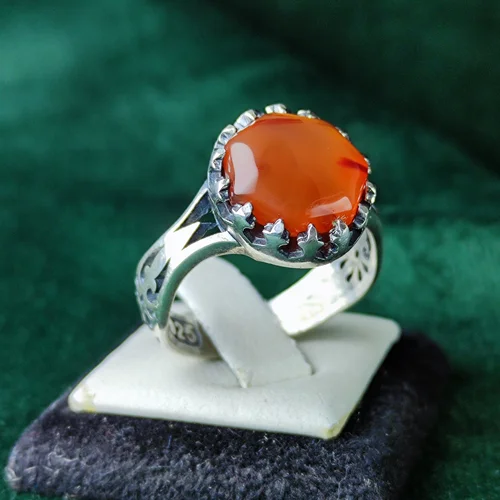 انگشتر نقره عقیق یمنی اصل رکاب صفوی چنگی