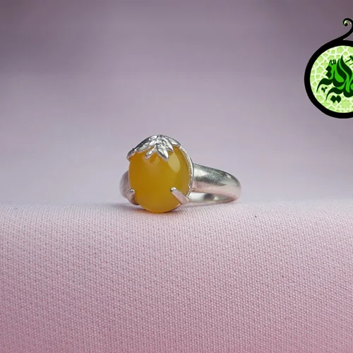انگشترنقره عقیق زرد شرف الشمس اصل (دعای شرف الشمس) سایز ۱۲×۱۰