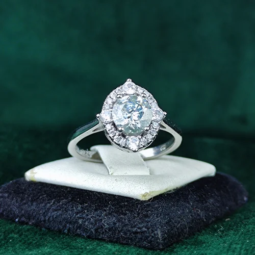 انگشتر نقره جواهری موزانایت اصل زنانه