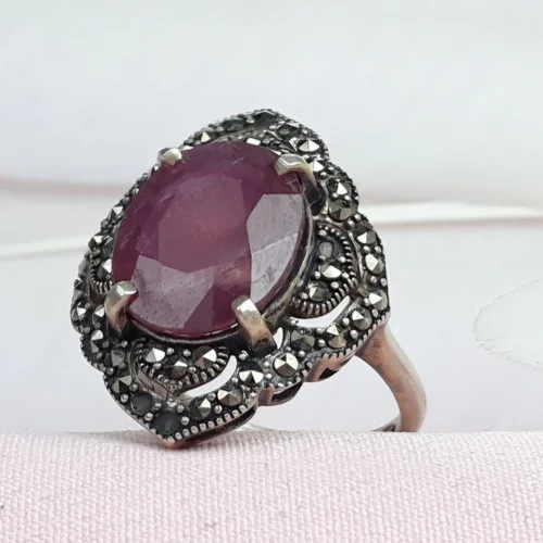 انگشترنقره یاقوت سرخ زنانه اصل طرح مارکازیت