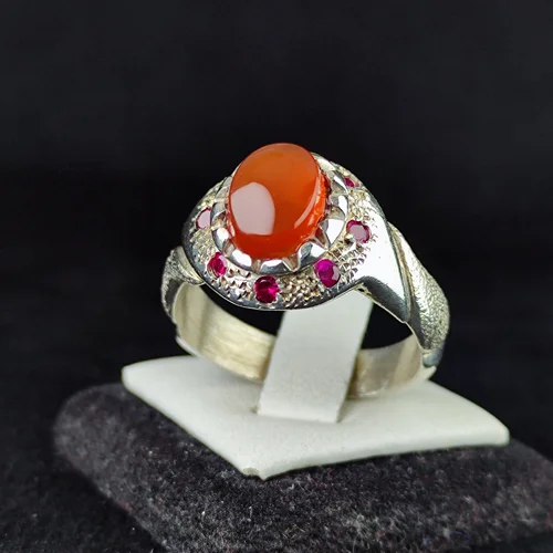 انگشترنقره عقیق یمنی اصل رکاب صفوی چنگی دست ساز