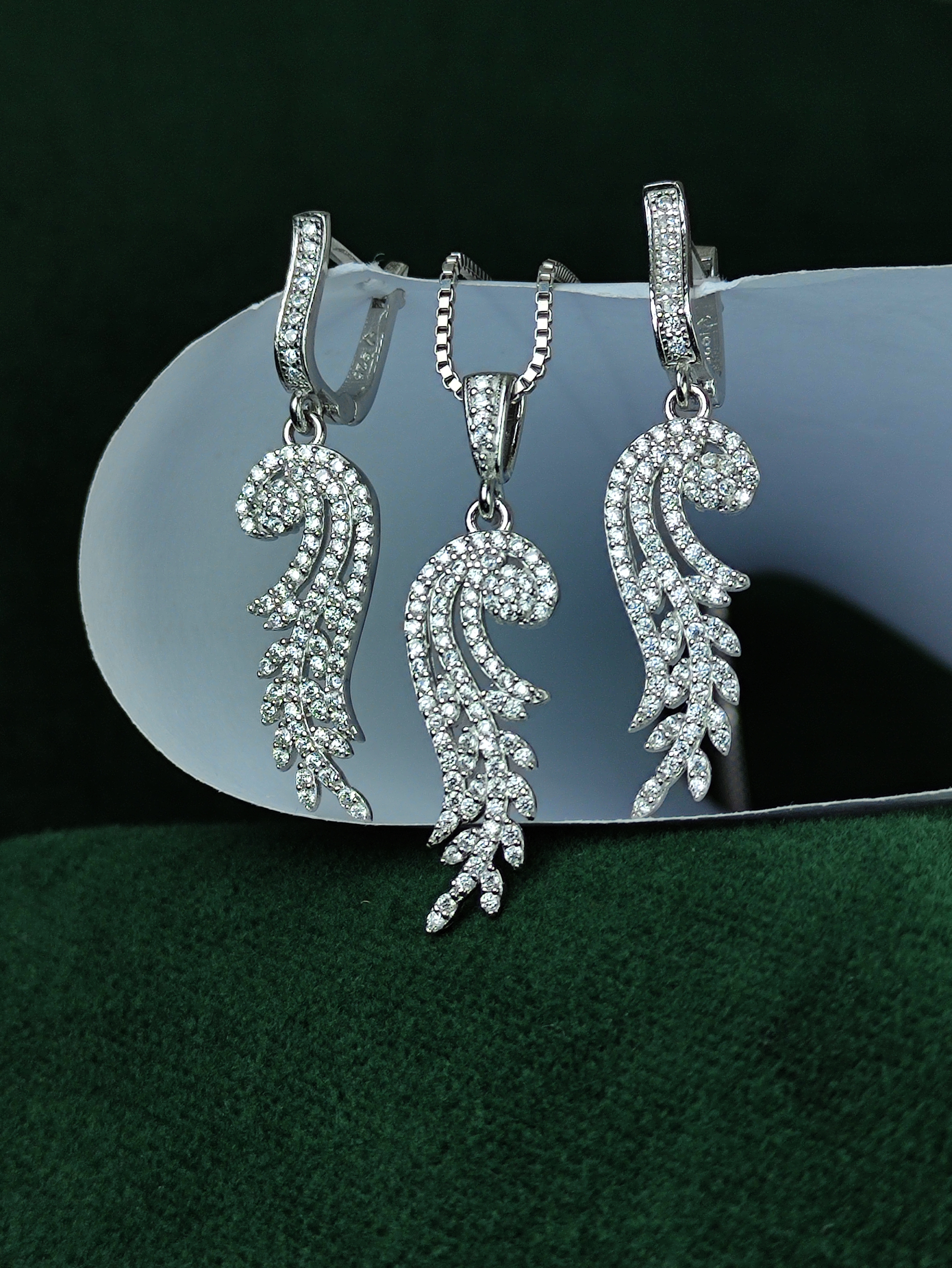 نیم ست نقره جواهری میکرو (بدون زنجیر)