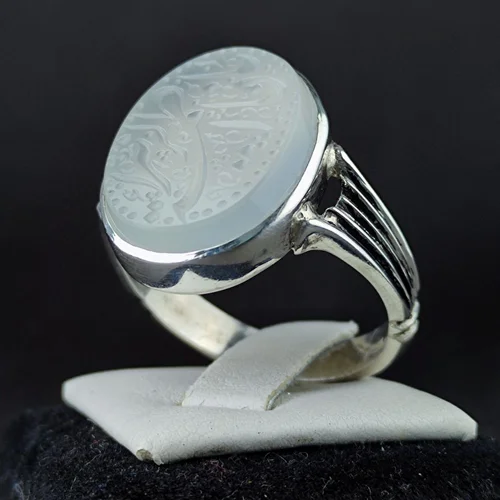 انگشترنقره عقیق نباتی یمنی اصل حکاکی یافاطمه الزهرا رکاب صفوی دست ساز