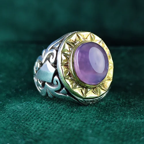 انگشتر نقره عقیق یمنی سوسنی مخراج دو قطعه برلیان اصلی رکاب فیلی دست ساز