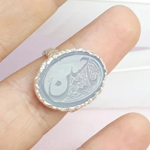 انگشترنقره عقیق سوسنی خطی حکاکی یا حسین