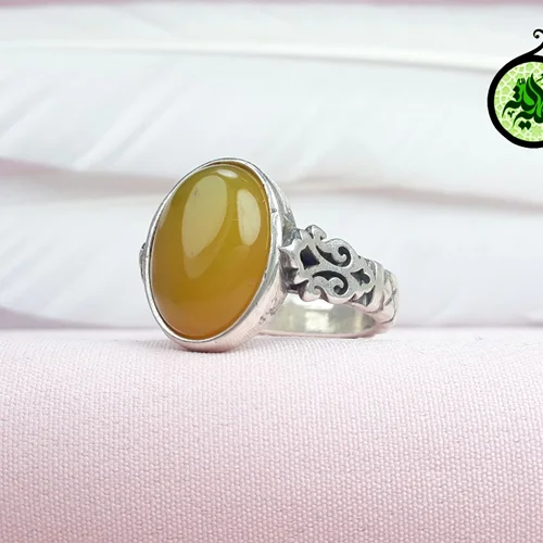 انگشترنقره عقیق زرد شرف الشمس اصل (مزین به دعای شرف الشمس)