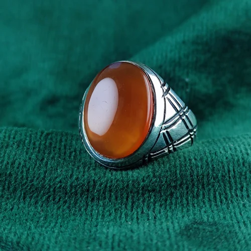 انگشتر نقره عقیق یمنی اصل رکاب فیلی دست ساز