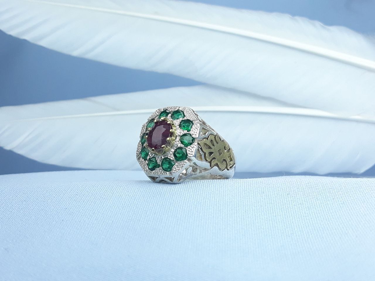 انگشتر نقره یاقوت سرخ  رکاب ماشینی