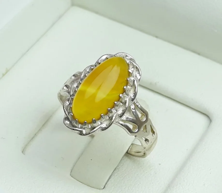 انگشتر نقره زنانه عقیق زرد شرف الشمس