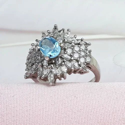 انگشتر نقره توپاز اصل زنانه