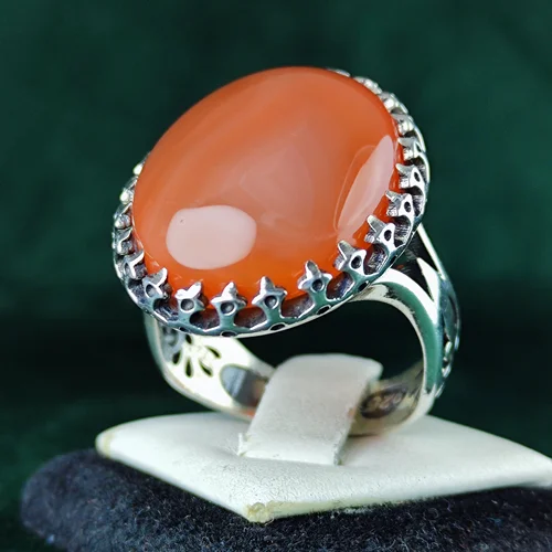 انگشتر نقره عقیق یمنی اصل رکاب صفوی چنگی