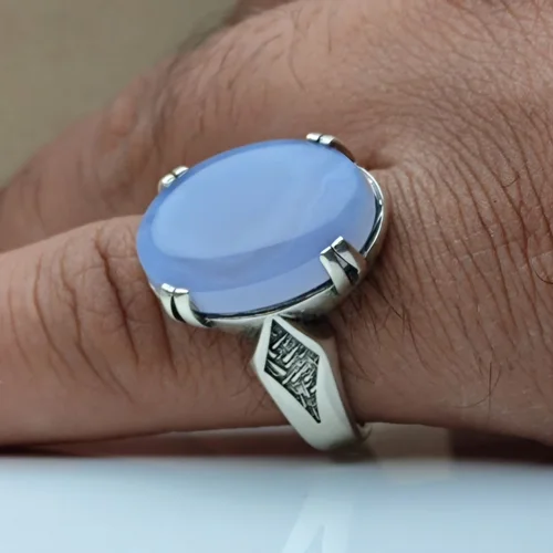 انگشتر نقره عقیق کبود یمنی اصل رکاب ماشینی