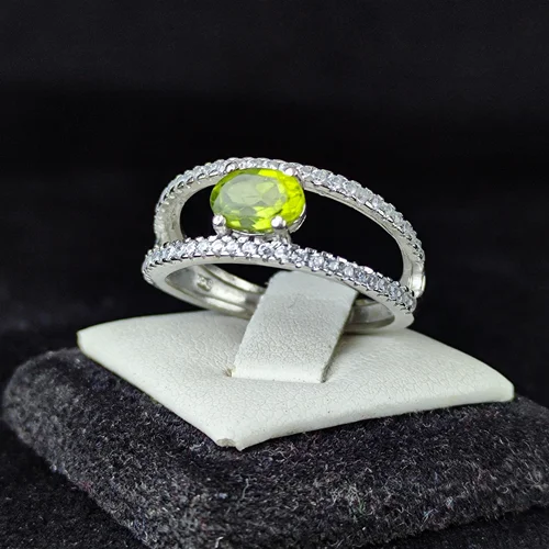 انگشتر نقره جواهری زبرجد اصلی