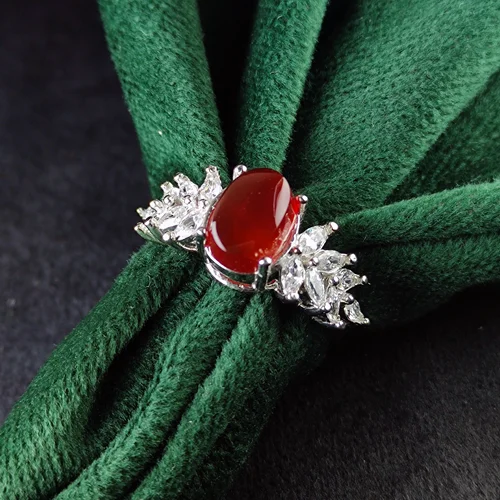 انگشتر نقره جواهری عقیق یمنی اصل زنانه