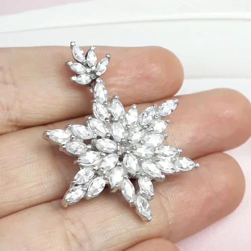 مدال نقره نگین اتمی فانتزی طرح برف