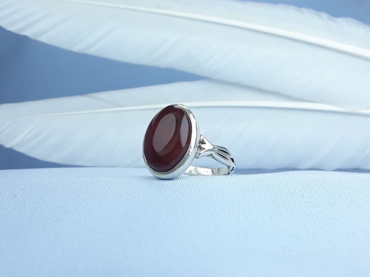 انگشتر نقره عقیق سرخ یمنی اصل  رکاب ماشینی