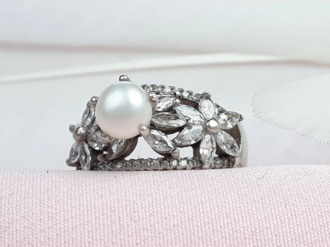 انگشترنقره مروارید پرورشی زنانه اصل