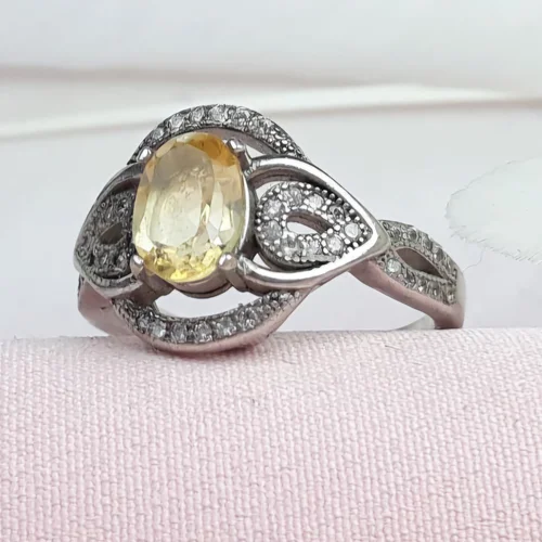 انگشتر نقره سیترین زنانه اصل