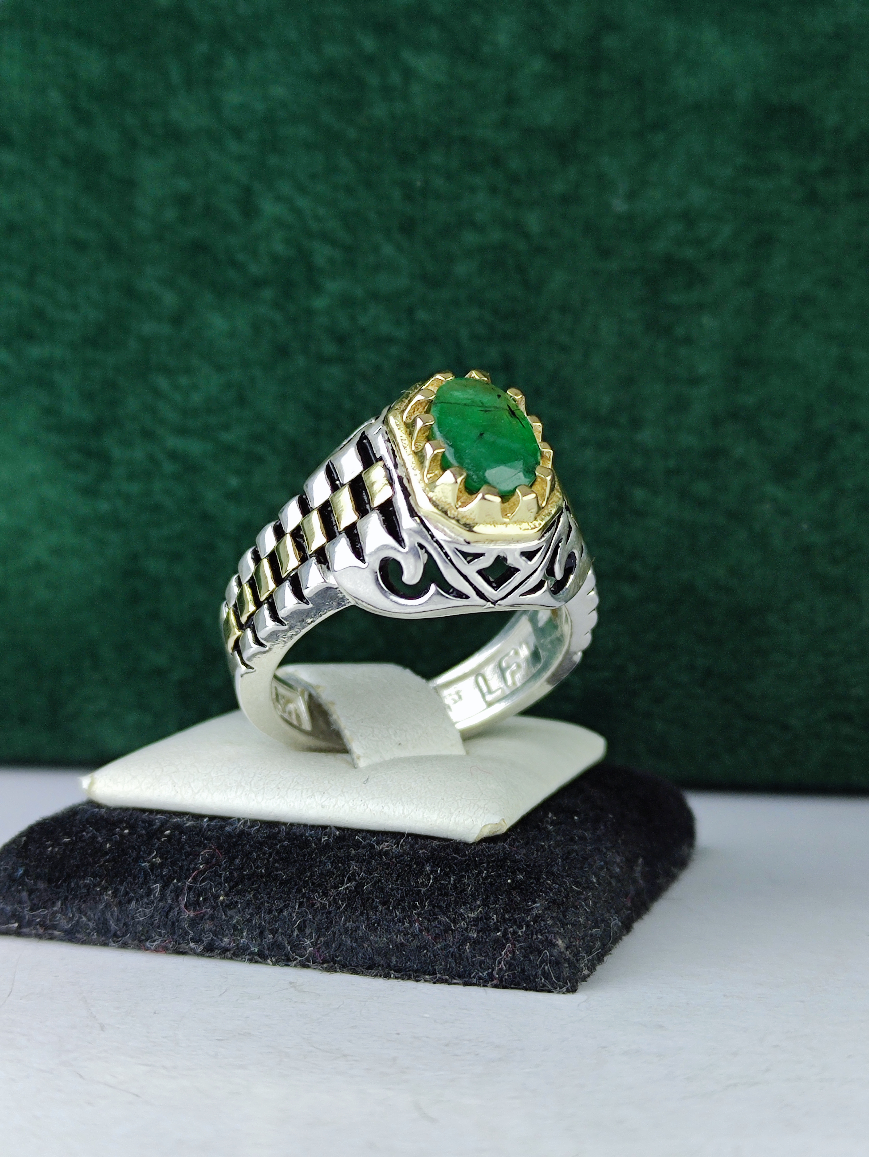 انگشترنقره زمرد زامبیا اصل رکاب طرح رولکس