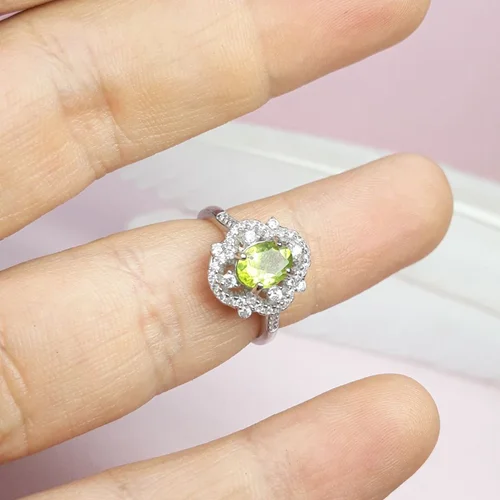 انگشترنقره زبرجد زنانه روکش آب رادیوم