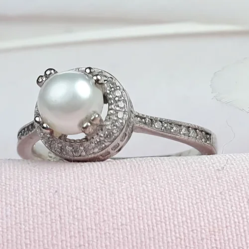 انگشتر نقره مروارید پرورشی زنانه اصل