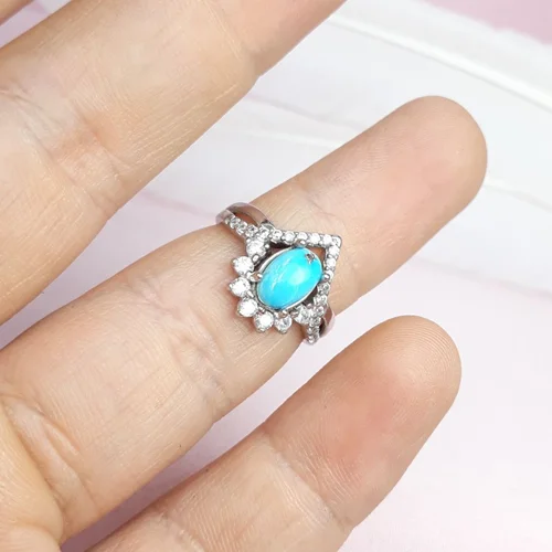 انگشترنقره فیروزه نیشابوری اصل روکش آب رادیوم