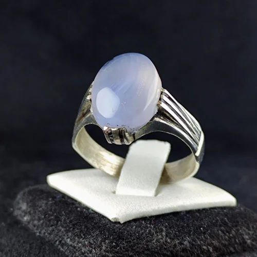 انگشترنقره عقیق کبود یمنی اصل رکاب دست ساز