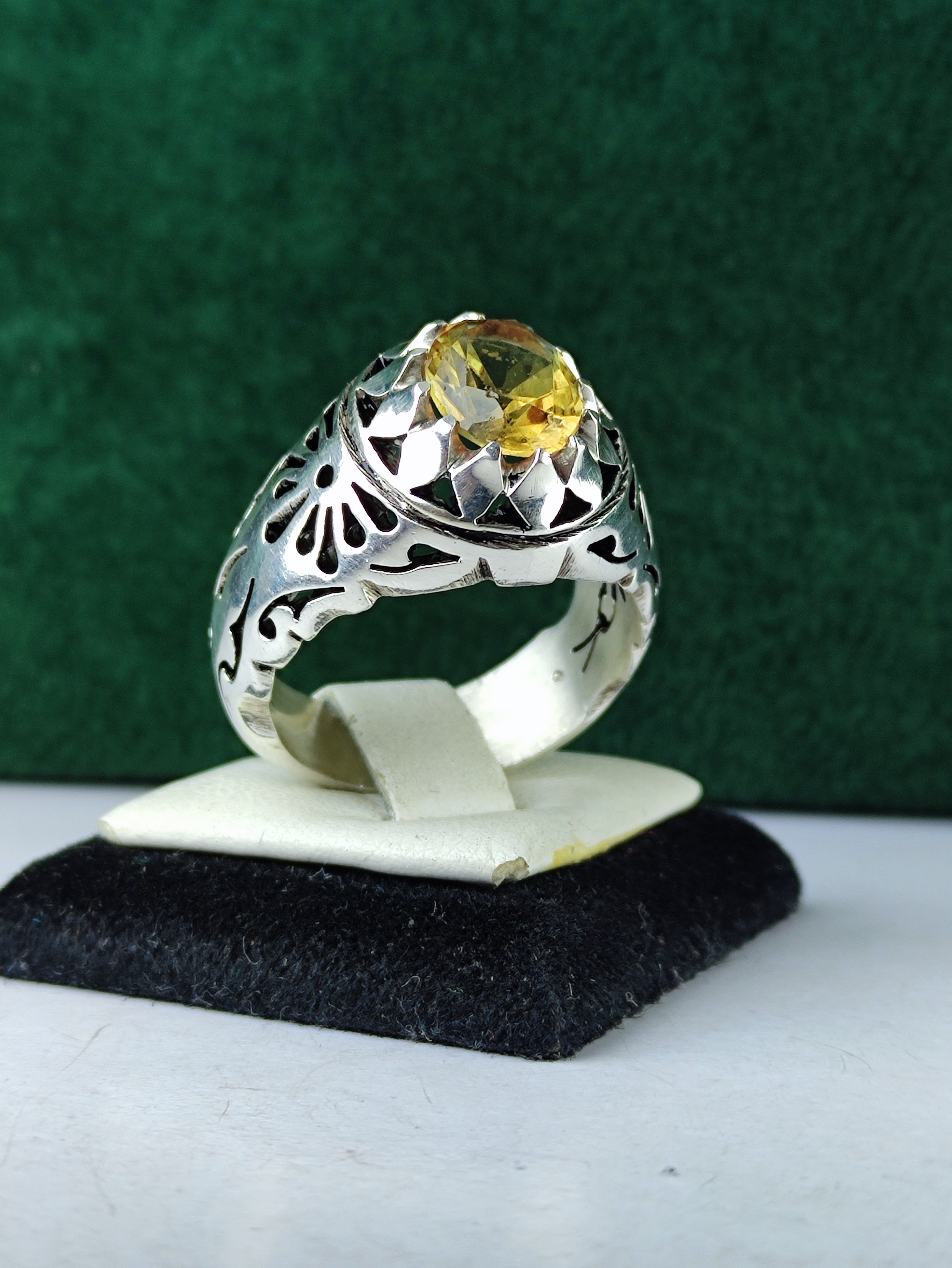 انگشتر نقره الکساندریت سه رنگ اصل رکاب فیلی چنگی دست ساز