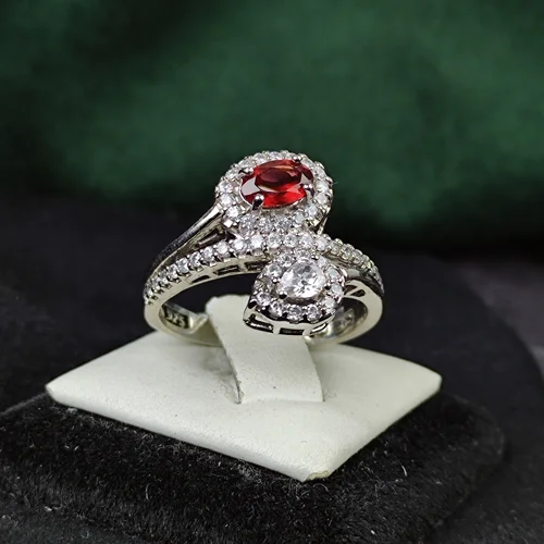 انگشتر نقره جواهری گارنت اصل زنانه