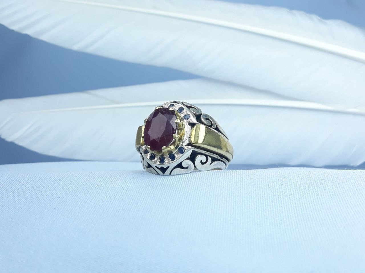 انگشتر نقره یاقوت سرخ  رکاب دست ساز