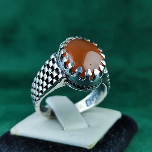 انگشتر نقره عقیق یمنی اصل رکاب رولکس چنگی