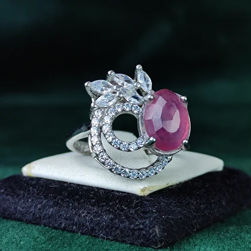 انگشتر نقره جواهری یاقوت قرمز اصل