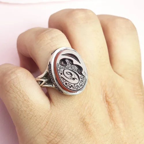 انگشترنقره عقیق سرخ یمنی اصل حکاکی یا رقیه خاتون رکاب دست ساز پشت بسته