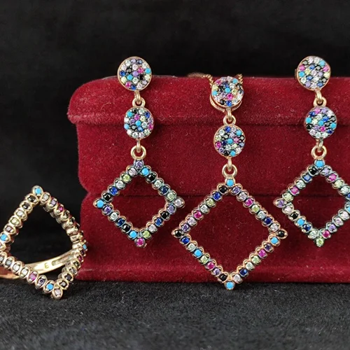 نیم ست نقره جواهری پرنس زنانه آبکاری رادیوم رزگلد