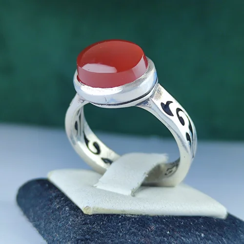 انگشترنقره عقیق یمنی اصل رکاب صفوی طرح شبکه