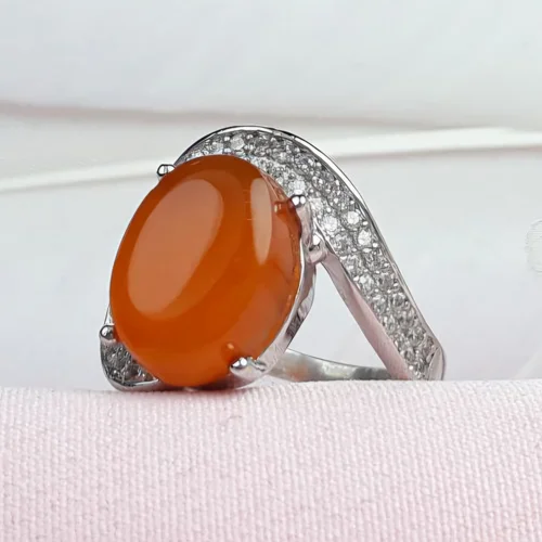 انگشتر نقره عقیق پرتقالی یمنی اصل زنانه