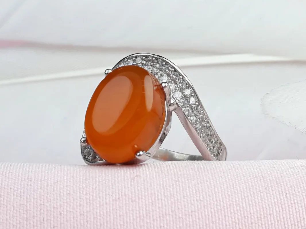 انگشتر نقره عقیق پرتقالی یمنی اصل زنانه