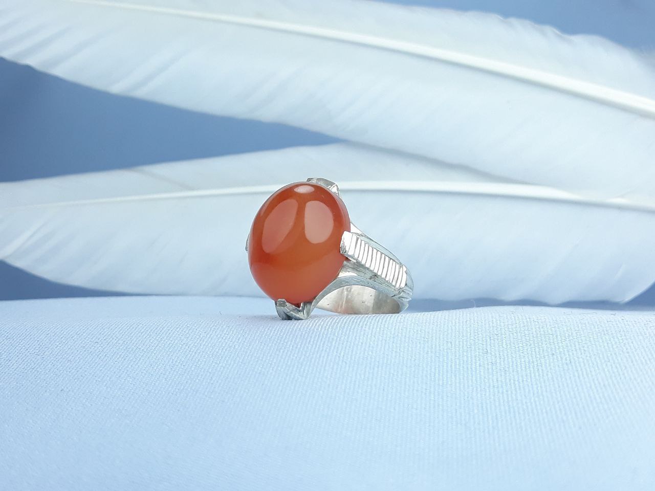 انگشتر نقره عقیق پرتغالی یمنی اصل رکاب ماشینی