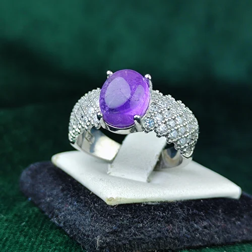 انگشتر نقره جواهری آماتیس اصل دامله تراش