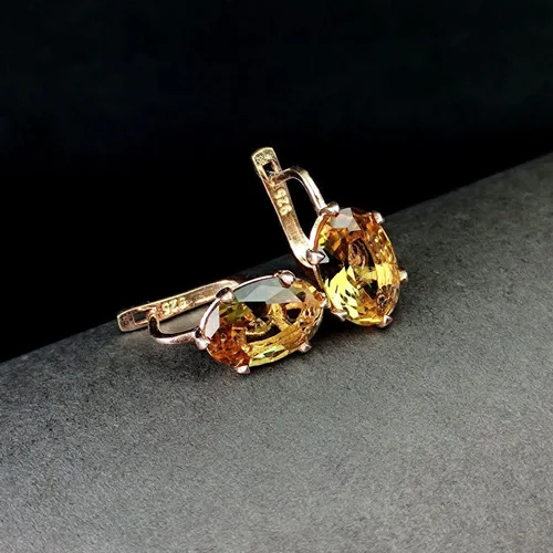 گوشواره الکساندریت اصل آبکاری رادیوم رزگلد