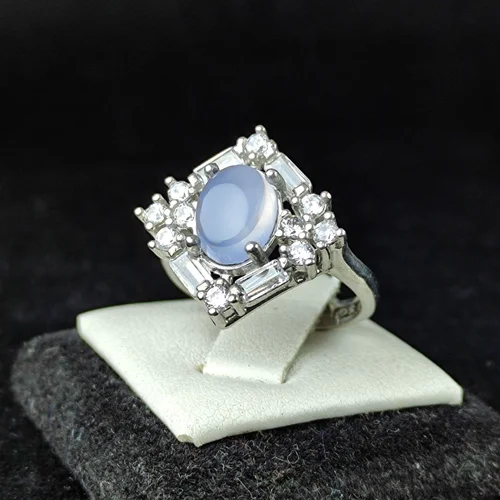 انگشترنقره عقیق کبود یمنی اصل زنانه